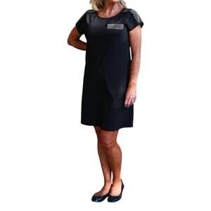 NEW NU-LOOK sequin chic knit t-shirt dress in black